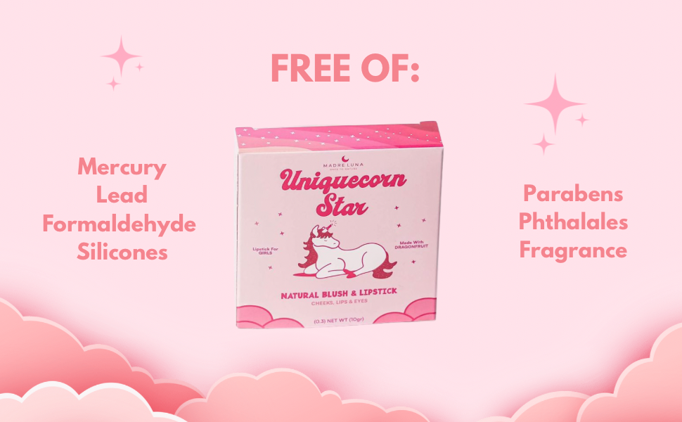 Uniquecorn star lipstick for girls with dragonfruit