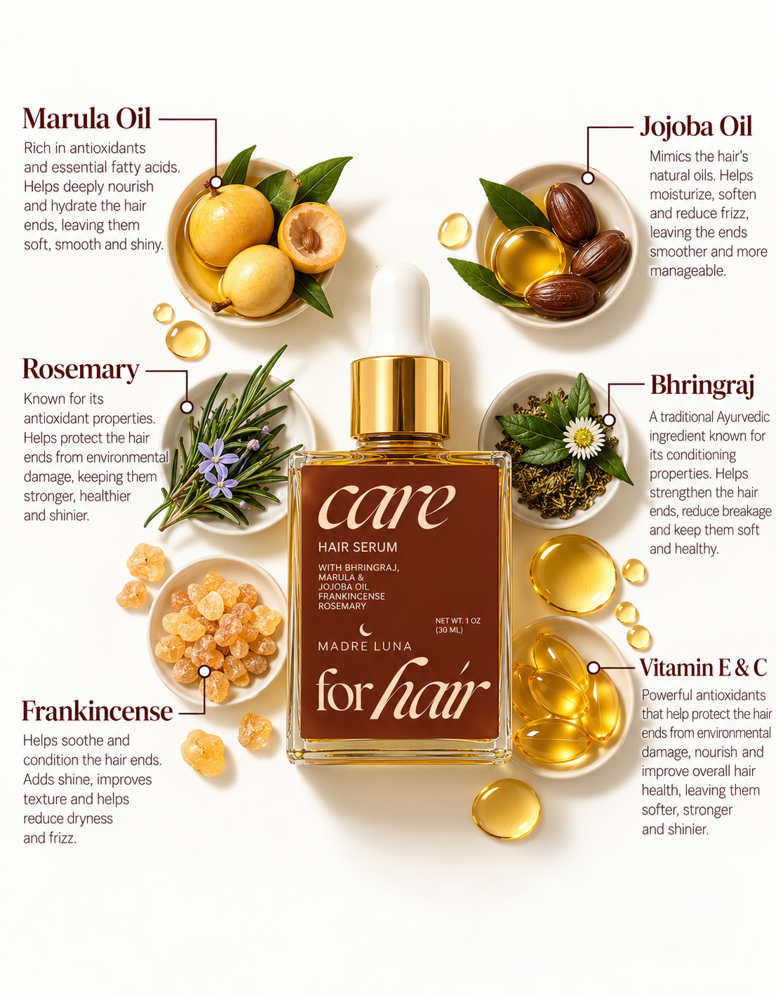 Cuidado capilar - Sérum capilar con marula y jojoba