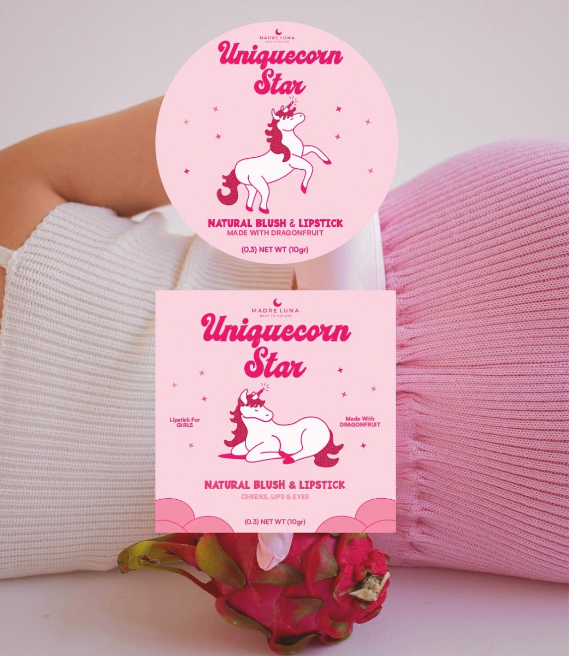 Uniquecorn star lipstick for girls with dragonfruit