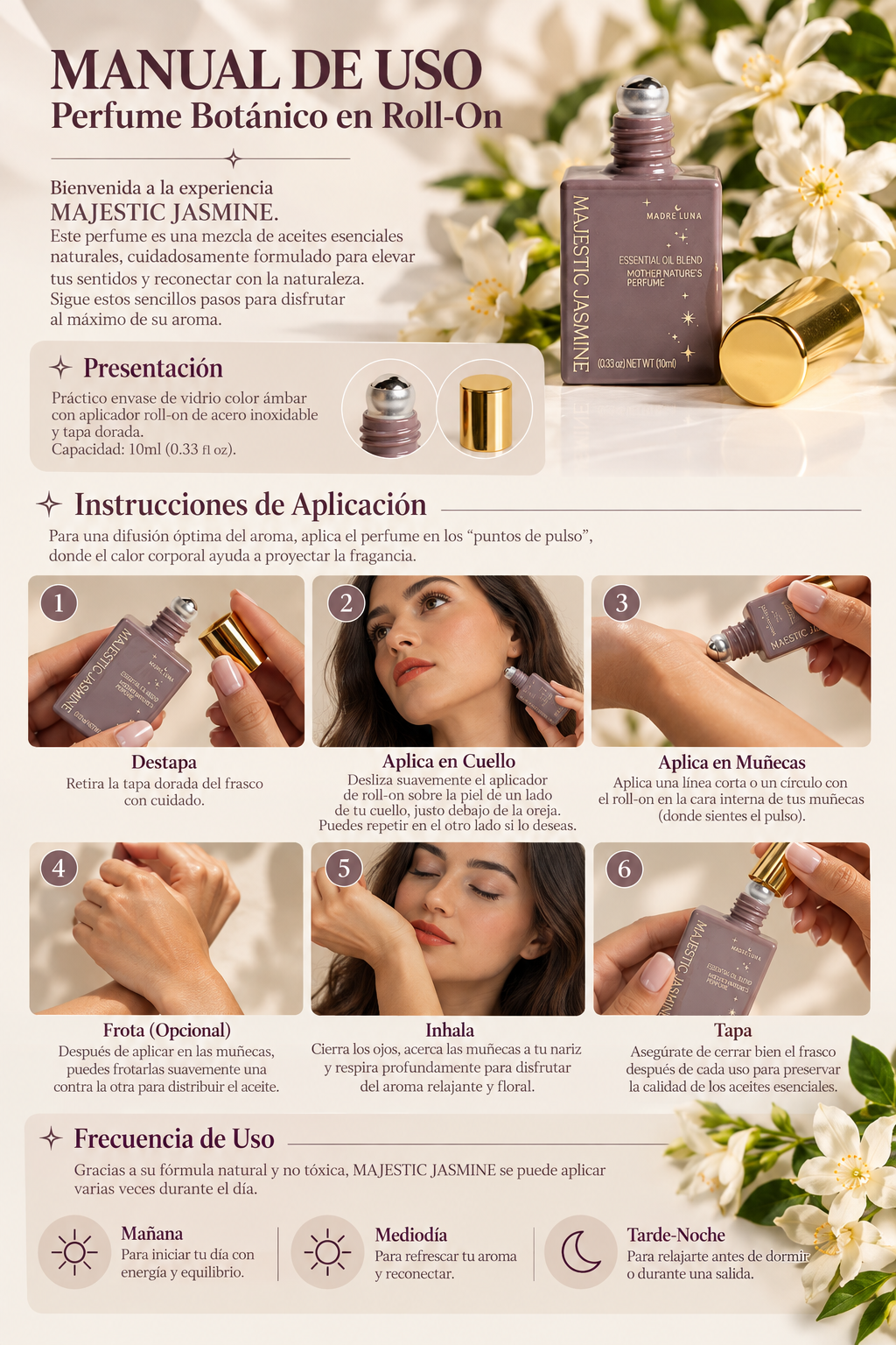 Perfume orgánico roll-on JAZMÍN MAJESTUOSO