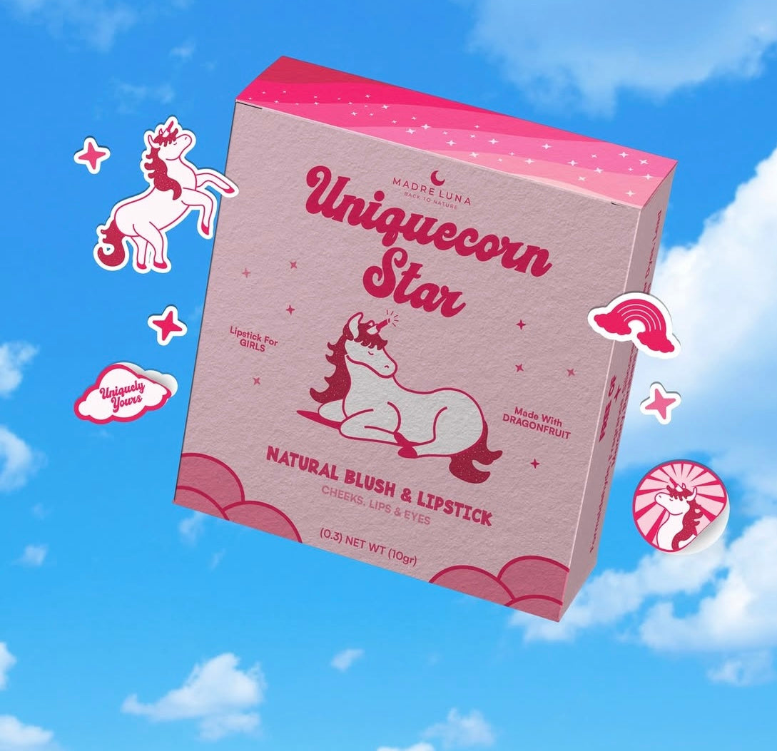 Uniquecorn star lipstick for girls with dragonfruit