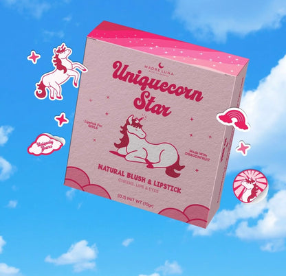 Uniquecorn star lipstick for girls with dragonfruit
