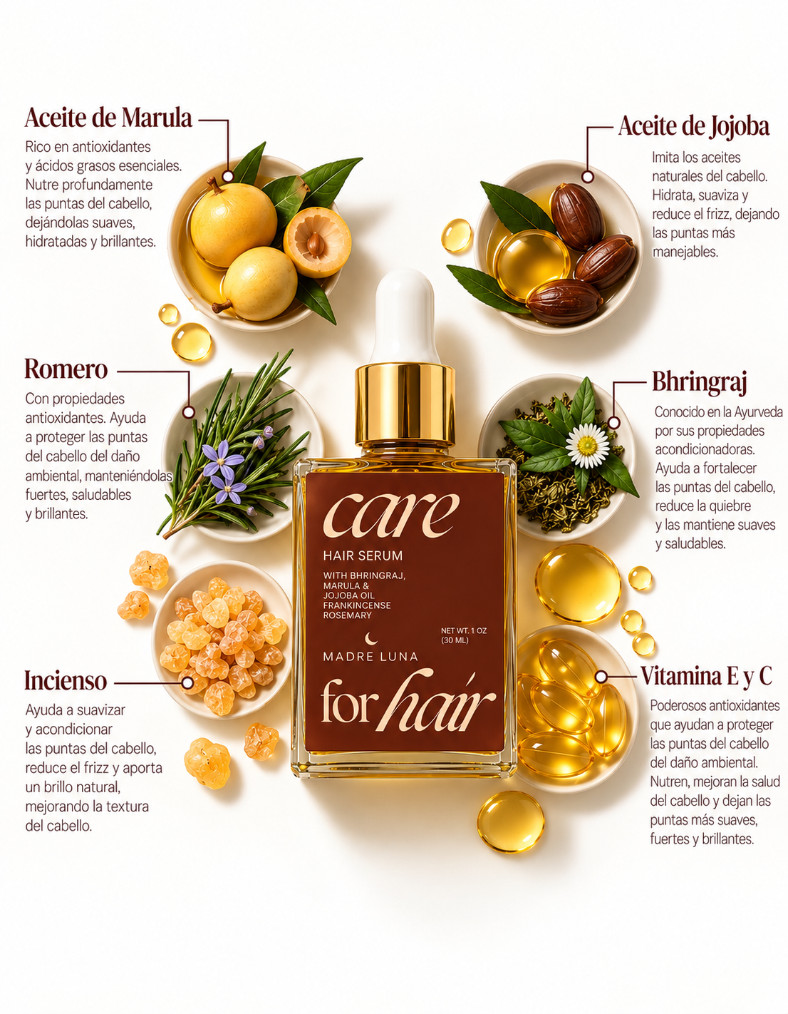Cuidado capilar - Sérum capilar con marula y jojoba